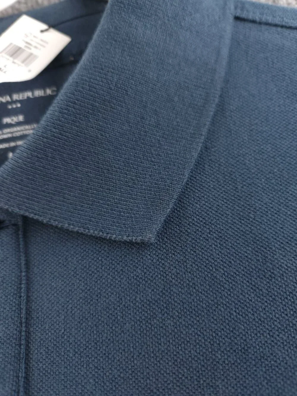 NWT Banana Republic Large Tall LT Blue Short Sleeve Pique Knit Polo Shirt Men